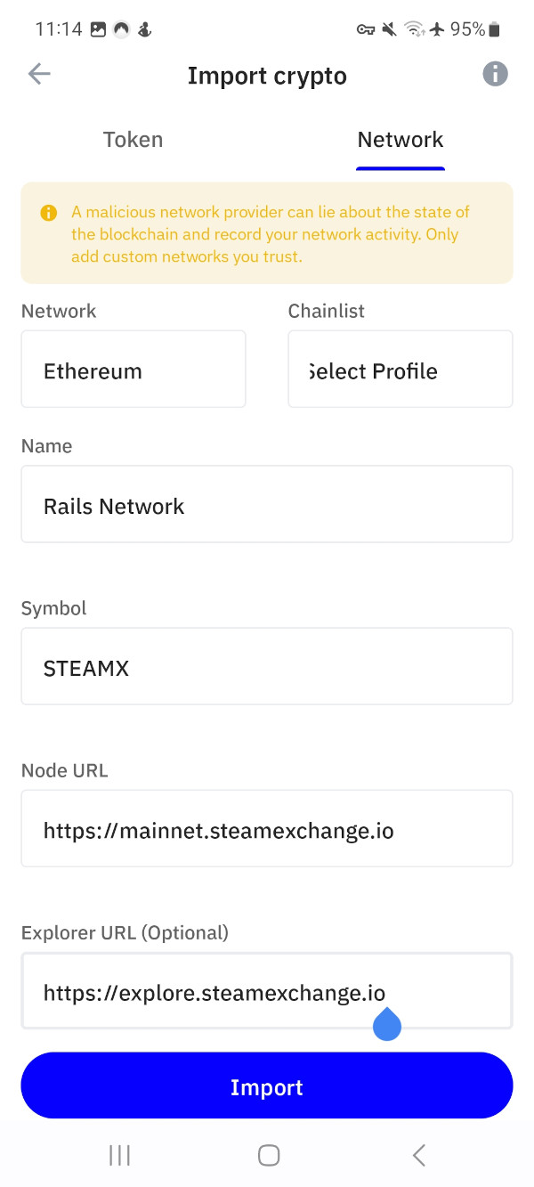 Add Rails Network Details